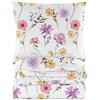 Cotton Market Completo Lenzuola Matrimoniali Cotone - 155x200 cm - Copripiumino Matrimoniale Set con Cuscino 70x80cm - Biancheria da Letto a Fantasi - Bianco e Rosa, Fiori di Campo