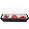 KigerNee Scatola per frutta a 3 scomparti in plastica, per alimenti, con design antiscivolo e manici (50 x 15 x 10 cm), per cucina/ristorante/ufficio, ABS, PP5, lavabile in lavastoviglie e fondo rialzato