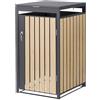 ML DESIGN modern living ML-Design Copribidone per Spazzatura, Singolo Contenitore, Pattumiera Cassonetti Rifiuti 240 L, 68 x 80 x 120 cm Box in Acciaio Antracite/Effetto Larice, Richiudibile, Coperchio Ribaltabile Resistente