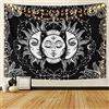 LOMOHOO Arazzo di tarocchi Sole e Luna Arazzo Psichedelico Celestiale Nero Attaccatura a Muro Arazzi da Muro Mandala Indiana Boemo Hippy Beach Throw (Sun and Moon, L/148cmx200cm)