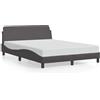 IKAYAA Letto Singolo 120x200 Struttura Letto Imbottita con testiera Telaio con Rete a Doghe in Legno e Similpelle-Grigio-120 x 200 cm