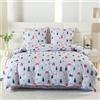 Cotton Market Completo Lenzuola Matrimoniali Cotone - 135x200 cm - Copripiumino Matrimoniale Set con Cuscino 70x80cm - Biancheria da Letto a Fantasi - Natale, Grigio