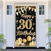 PartyYaa 30° striscione di compleanno 30° compleanno porta striscione decorativo nero oro Happy Birthday Banner copertura porta macchina fotografica poster poster decorazione festa per interni ed
