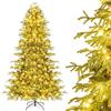 COSTWAY Albero di Natale 180 cm/210 cm, Albero di Natale Pre-illuminato con 270/370 Luci LED Bianco Caldo, 746/1090 Punte di Rami & Base in Metallo Pieghevole, Decorazione Natalizia (210 cm)