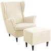 Generico Copripoltrona con Fodera per Poggiapiedi - Copripoltrona 2 Pezzi + Copripouf 1 Pezzo con Fodera Beige/Verde/Rosa/Blu Copripoltrona Elasticizzata con Braccioli,C