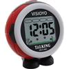 VISIOYO Sveglia Parlante Italiano con Annuncio Automatico - Orologio Digitale da Tavolo a Forma di Pallone per Anziani e Non Vedenti, con Funzione Vocale (Rosso)