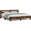 Festnight Giroletto con Testiera e LED Rovere Fumo 160x200 cm, Struttura Letto, Giroletto, Telaio Letto Matrimoniale, Letti Singoli, Letto Una Piazza E Mezzo, Letto Singolo