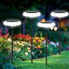 ZWOOS 4 Pezzi Luci Solari da Giardino, Luce Solare Esterno Bianco Caldo per Esterno,Molto Luminoso IP65 Impermeabile, Adatto per Patii, Vasi di Fiori (Cerchio, Bianco)