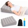 ChaneeHann Cuscino Gonfiabile Triangolare, Grigio, con Pompa e Borsa | Dimensioni 60x55x18 cm, Superficie floccata, Ideale come cuscino antireflusso, Per sonno ristoratore, Sollievo in viaggio