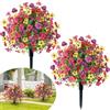 Fairblo 2 Pezzi Bossi Finto Esterno 60 cm Bosso Artificiale con Picchetto Piante Finte Arte Topiaria Alberi Arbusti e Cespugli Finti Resistenti ai Raggi UV per Balcone Terrazza Giardino Deco, Colorato