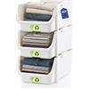 Iris Ohyama, Contenitori con Apertura Frontale, Scatole di Fissaggio a Bocca di Lupo, Set da 3, Impilabili, In Plastica, Bianco, Organizer per Vestiti, Bagno, Lavanderia, Armadio, SBIN-S