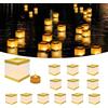 FUELYE Confezione da 12 lanterne quadrate galleggianti con candele a LED senza fiamma, lanterne decorative per esterni, impermeabili, candele galleggianti per piscina, fiume, memoriali, matrimoni, bar