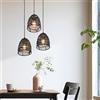 lux.pro Lampada a Sospensione con 3 Paralumi a Campana AxØ 15 x 13 cm Lampada Pendente da Soffitto con Abat-Jour in Rattan - Nero