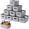 Vexaflow 10 Pezzi Cestini Portaoggetti Plastica, con Maniglie, Organizer per Bagno, Cucina, Armadio, Ufficio, Contenitori per Cosmetici e Casa, Cestini Plastica Multifunzionali