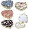 SLEEKEE Specchio Con Stampa Floreale 4 Pezzi, Retrò, Mini A Forma Di Cuore, Portatile, Pieghevole