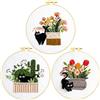AUAUY Kit di 3 Ricamo Starter, Set da Ricamo Gatto Nero per Principianti, con 3 Telaio, 3 Motivi e Istruzioni, 9 Aghi da Ricamo e Accessori, Kit Punto Croce per Principianti, Adulti e Appassionati