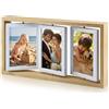 LOVIN PRODUCT Collage di Cornici per Foto 10x15, Cornice Portafoto in Legno, Girevole a 360° per 6 Foto, Esposizione Bifacciale, Adatto Animali Domestici, Festività, Matrimoni o Anniversari