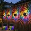 Flossty cambia colore in sette colori Lampada da parete decorativa a energia solare con mandala, impermeabile, per recinzioni in metallo, per cortile, giardino, patio, cortile