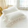 Generic Federe in Puro Cotone con Volant in Pizzo Shabby Chic Vintage, 2 Pezzi, Lusso Elegante con Chiusura a Busta, Stile Country Francese per Cuscino, Divano, Camera da Letto(White)