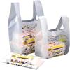 Ardorion 100 Pezzi Sacchetti di imballaggio con manico Borse di consegna Borsa della spesa Grandi sacchetti di plastica Borse per il trasporto alimentare Imballaggio da asporto (S)
