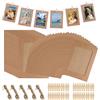 Lunyloer Fotogirland, 50 pezzi di fili fotografici con clip, 10 x 15 cm, per fai da te, in carta, colore marrone, con 50 mollette di legno, 5 pezzi, corda di canapa, 6 pollici, cornice portafoto in cartone