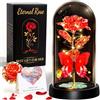 HAOCEE Regalo Donna, Rosa Eterna Con Farfalle＆Led, Rosa Galassia(Rosso-oro)