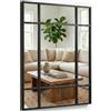 Marctani Specchio da parete per finestra, 90 x 60 cm, specchio industriale decorativo con cornice in metallo, design rettangolare, effetto finestra, per ingresso, ingresso e soggiorno
