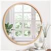 JJUUYOU Specchio rotondo da parete, 40 cm, con cornice in legno vintage, specchi circolari per bagno, soggiorno, camera da letto, dormitorio, bagno, semi di lino