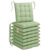 Lavea® Cuscini per Sedie 40x40 cm - Set da 8 Cuscini Sedie Cucina con Laccetti - Lavabili, per Interni ed Esterni, Ideali per Giardino, Balcone e Terrazza - Verde Eucalipto