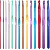 Bitone - Set di uncinetti in alluminio multicolore, 14 pezzi, aghi per uncinetto ergonomici per mani artritiche, kit per principianti e adulti, regalo per lavoro a maglia (14 misure)