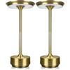 MMOBIEL Lampada da Tavolo Senza Fili Lampada LED Ricaricabile in Metallo - Touch Control, Dimmer Continuo a 3 Colori, Batteria 5200mAh, USB-C per Camera, Patio, Interno/Esterno - 2 Pezzi - Oro