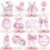 Tazuxetuqe 12 Pezzi centrotavola a Nido d'Ape con Fiocchi Rosa per Baby Shower, Decorazioni da Tavolo 3D in Stile Coquette per Compleanno e Annuncio di Gravidanza