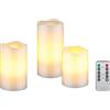 goobay Candele LED con timer e telecomando/luce calda candele LED in vera cera/fiamma tremolante/candele elettriche a intensità variabile/candele dell'Avvento, confezione da 3 / bianco / 74368