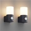 Klighten 2 pezzi Applique da Parete E27 Esterno/Interno, Antracite Lampada da Parete con Sensore di Movimento, IP65 Luci da parete PC+Alluminio, per Balconi/Giardini, 40W Max, Non Inclusa Lampadina