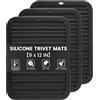 TOPULORS 3 sottopentola in silicone per pentole calde e padelle, 22,9 x 30,5 cm, resistenti al calore, per piani di lavoro al quarzo, multiuso, antiscivolo, presine, sottopentola per piatti caldi, colore nero