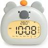 SEESUU Koala - Sveglia digitale con temperatura e data, funzione snooze, 3 impostazioni di allarme, illuminazione a LED con luce gialla calda, adatta per camere da letto, comodini, studi e decorazioni