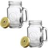 Binnan Set di 2 Mason Jar con coperchi, Barattolo con Manico, 500 ml Mason Jar, Barattolo di Vetro preservativo
