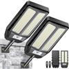 Adewalk 780W*2 Lampione Solare Led Esterno con Telecomando, IP66 Impermeabile Lampada Stradale Solare con Sensore di Movimento, 6500K Super Bright Lampioni da Giardino Esterno Solari per Garage