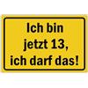 BerpaHome Ich bin jetzt 13, ich darf das - Schild 30 x 20 cm - Geburtstagsdeko Partydeko Biglietto di compleanno - 13° compleanno 13 er Jungen & Mädchen Geschenk 13 Jahre - BerpaHome
