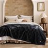 BEDSURE Morbida coperta con bolle d'aria, regalo per donne, coperta per divano, coperta in lana e pile, coperta decorativa morbida e calda per camera da letto, soggiorno, copriletto, nero, 220 x 240