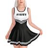 LittleForBig Abito da donna in seta senza maniche, tuta aderente, mini abito sissy, bodycon, gonna a tubino, Nero , 3XL
