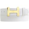 BELTINGER Cintura firmata HENRY in pelle bovina pieno fiore 4 cm | Cintura elegante per uomo e donna 40mm | Oro lucido | Bianco 100cm