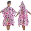 KAKU NANU Asciugamano a poncho con cappuccio per bambini da 6 a 14 anni, 6 colori, accappatoio da spiaggia e nuoto, ad asciugatura rapida, grande, rosa, 6-14 Years