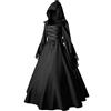 Generico Vestito Gotico Donna Halloween Abito retrò Medievale con Maniche A Tromba Stile Vittoriano per Il Rinascimento Malefica Costume Vampira Comfort