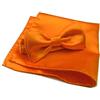 Avantgarde - Completo abbinato uomo fatto a mano, colore arancio, papillon e pochette abbinata, ALTEZZA CM 6,5