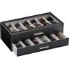 Lolalet Occhiali da sole Organizzatore, scatola da occhiali da sole con coperchio di vetro trasparente Display Case Storage Holder