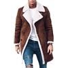 Generic Cappotto in montone da uomo, cappotti in pelle di pecora per uomo, casual, caldi abiti invernali, foderato pile, finiture similpelle PU, collo alto