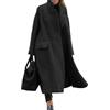 Generic Cappotti invernali lunghi da donna, oversize, lunghi, in tinta unita, eleganti, caldi, in misto lana, con revers, trench senza cintura