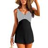 SHEKINI Costume da Bagno Donna Intero con Ferretto Costume da Bagno Piscina Donna Collo a V Costume Intero Donna con Gonna