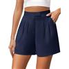 Xnova Pantaloncini da Donna Eleganti e Casual a Gamba Larga, Loose Shorts Vita Alta con Tasche Laterali, Pantaloni Corti con Chiusura Lampo Estivi